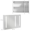 kleankin LED Lighted Bathroom Mirror Cabinet, Wall Mounted Bathroom Storage Cupboard with USB Charge, Adjustable Shelf, 90W x 15D x 70Hcm, High Gloss White