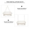Outsunny 2-Seater Hanging Hammock Chair, Cotton-Polyester Blend Macrame Hanging Rope Chair with Metal Frame, for Patio, Garden, Balcony, Living Room, Cream White