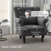 HOMCOM Wingback Armchair, Linen Fabric Accent Chair, Upholstered Fireside Chair with Pillow, Button Tufted Back for Living Room, Bedroom, Home Office, Dark Grey