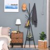 HOMCOM Freestanding Metal Coat Rack Stand 9 Hooks Clothes Tree with 1 Shelf Hat Display Hall Tree Hanger Bag Umbrella Hanging Organiser 