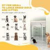 PawHut Dog Stair Gate 106cm Extra Tall Height, 76-104cm Adjustable Width Pressure Fit Safety Gate With Cat Door, 7cm and 14cm Extensions for Stairs, Doorways, Easy Installation, White