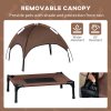 PawHut Raised Dog Bed Waterproof Elevated Pet Cot with Breathable Mesh UV Protection Canopy Brown, for Medium Dogs, 76 x 61 x 73cm