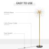 HOMCOM Floor Lamp, Crystal Fireworks Standing Lamp, Metal Golden Pole Tree Lighting with Foot Switch, 8 Lights, G9 Bulb Base, for Living Room, Bedroom