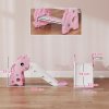 AIYAPLAY 3 in 1 Kids Slide, Giraffe Shape Toddler Slide with Climber, Basketball Hoop and Ball, Indoor Playground Equipment for Age 1-3, Pink