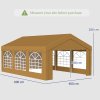 Outsunny 6m x 4m Marquee Party Tent, Heavy Duty Wedding Canopy with Sidewalls, Doors, Windows, Galvanised Garden Gazebo for Parties Events, Yellow