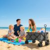 Outsunny 140L Festival Trolley on Wheels, Folding Camping Trolley Cart with Telescopic Handle, Big Wheels for Outdoor Garden Beach Fishing, Dark Grey