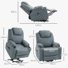 HOMCOM Riser and Recliner Chair for the Elderly, Quick Assembly, Fabric Overstuffed Lift Chair with Vibration Massage and Heat, Remote Control, Side Pockets, Cup Holders, Pocket Spring, Charcoal Grey