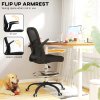 HOMCOM Drafting Chair, Swivel Draughtsman Chair, Ergonomic Office Chair, Mesh Standing Desk Chair with Flip-up Armrest, Lumbar Support, Adjustable Foot Ring, Black