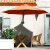 Outsunny 3 M Wall Mounted Garden Parasol Umbrella with Rotate, Outdoor Market Umbrella Sun Shade Canopy with 8 Ribs, Orange