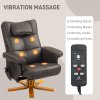 HOMCOM Massage Recliner Chair, PU Leather Upholstered Armchair with Adjustable Backrest,  Footrest, Remote Control, Hidden Storage and Charger for Living Room, Bedroom, Dark Brown