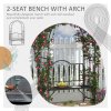 Outsunny Garden Metal Arch Bench Outdoor Patio Rose Trellis Arbour Pergola for Climbing Plant Antique Style 2-Seater Chair, Black