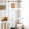 HOMCOM Farmhouse Wicker Floor Lamp, Standing Lamp with Hand Woven Rattan Lampshade, Lamps for Living Room, Bedroom, Bulb not Included, Natural