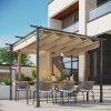 Outsunny 3 x 3(m) Metal Retractable Pergola, Garden Gazebo Metal Pergola Canopy Outdoor Sun Shade Shelter for Party BBQ, Beige