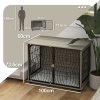PawHut Dog Crate Furniture, Dog Cage End Table with Large Top, Soft Washable Cushion, Lockable Front Door, Wire Mesh Ventilation, Indoor Pet Crate for Large Sized, 100 x 60 x 74cm - Grey