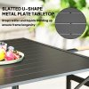 Outsunny 94 x 94 cm Garden Dining Table with Parasol Hole, Square Patio Table with Slatted Metal Plate Top, Black