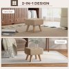 HOMCOM Modern Tufted Footstool, Fabric Foot Stool with Rubber Wood Legs, Padded Seat, for Living Room, Bedroom, Entryway