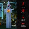 HOMCOM 6ft Outdoor Halloween Decoration Witch with Pumpkin, Standing Skeleton Witch Prop Life Size with Sound and Motion Activated, Light Up Eyes, Laughing Sound, Posable Arms, White