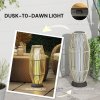 Outsunny Garden Rattan Lamp, 72 cm Tall Solar Rattan Floor Lamp, Solar Garden Light with Auto On/Off LED, IP44 for Outdoor, Porch, Pathway, Terrace, Grey