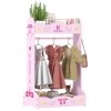 AIYAPLAY Wooden Kids Clothes Rail, Dress Up Rail with Top, Bottom Storage Shelves, for 3 Years+, 70 x 37 x 103cm, Pink