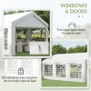 Outsunny 6m x 4m Marquee Party Tent, Heavy Duty Wedding Canopy with Sidewalls, Doors, Windows, Galvanised Garden Gazebo for Parties Events, White