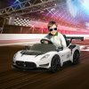 AIYAPLAY Maserati GT2 Licensed 12V Electric Car for Kids, Kids' Electric Ride on with Suspension System, Remote Control, USB, Music, Horn, Lights, Auxiliary Wheels, for Ages 3-5 Years, White