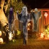 HOMCOM Life Size Hanging Skeleton Halloween Decorations, Set of 3 Scary Flying Ghost with Adjustable Arms for Haunted House, Garden, Party, 90/110/170cm