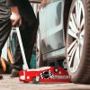 HOMCOM Hydraulic Low Profile Floor Jack, 2.5 Tonne Heavy Duty Steel Trolley Car Jack Lift with 80-360 mm Lifting Range, Wheels, Top Handle, Red