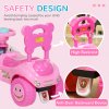 AIYAPLAY Ride on Car, Push Along Toy, Toddler Car Foot to Floor with Under Seat Storage, Anti-Over-Backwards Device, Horn, Music, Light, for 18-36 Months, Pink