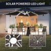 Outsunny 3(m) Garden Cantilever Parasol with Solar LED Lights, Overhanging Patio Umbrella with Cross Base, 360 Rotation, Crank Handle and Tilt, 8-Rib Outdoor Hanging Sun Shade, Grey