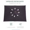 Outsunny 2m x 1.5m Garden Parasol Umbrella with Tilting Sunshade Canopy, Outdoor Market Table Umbrella with Wood and Bamboo Frame, Grey