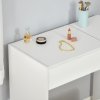 HOMCOM Dressing Table with Flip-Up Mirror and Cushioned Stool, Makeup Vanity Desk with Hidden Compartments and Storage Drawer, Convertible Writing Table for Bedroom, White