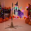 HOMCOM 200cm Life Size Animated Flying Witch Halloween Decorations Outdoor Indoor, Scary Halloween Animatronics Decor with Sound Touch Activated, Light Up Animated Prop for Yard Garden