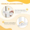 PawHut Dog Gate with Cat Flap Pet Safety Gate Barrier, Stair Pressure Fit, Auto Close, Double Locking, for Doorways, Hallways, 75-82 cm White