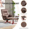 HOMCOM Recliner Chair with Footstool, Upholstered Armchair with Adjustable Backrest, Leisure Lounge Chair for Living Room, Bedroom, Dark Brown