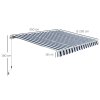 Outsunny 3.5 x 2.5m Garden Patio Retractable Manual Awning Canopy, Adjustable Sun Shade Shelter with New Winding Handle - Blue/White