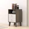 HOMCOM Bedside Tables Set of 2, Modern Nightstand with 2 Drawers and Open Cubby, Sofa Side End Table for Bedroom, 40 x 34 x 64cm, Grey