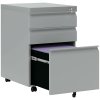 Vinsetto 3-Drawer Filing Cabinet with Lock, Mobile Steel File Cabinet for A4, Legal and Letter Size, Under Desk Drawers with Pre-Assembled Body for Home Office, 39 x 48 x 60 cm, Grey