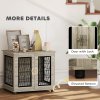 PawHut Dog Crate Furniture, Dog Cage with Soft Washable Cushion, Furniture-Style Pet Kennel Indoor House End Side Table for Small Medium Breeds, 80 x 56 x 63 cm, Grey