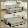 HOMCOM Sectional Sofa Bed, L-Shaped 3 Seater Sofa Bed, Reversible Sleeper Sofa with Pull Out Couch Bed, Cushions, Fabric Futon Sofa Bed for Living Room, Beige