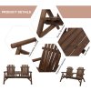 Outsunny Wood Patio Chair Bench 2 Seats with Centre Coffee Table, Garden Bench for Lounging and Relaxing Outdoors, Carbonized