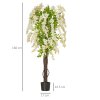 HOMCOM Artificial Realistic White Wisteria Tree Faux Decorative Plant in Nursery Pot for Indoor Outdoor D??cor, 160cm