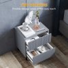 HOMCOM Bedside Table, Side Table with 2 Drawers, Bedside Cabinet with Storage and Steel Legs for Bedroom, Living Room, Grey