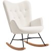HOMCOM Rocking Chair, Modern Upholstered Velvet Armchair with Solid Wood Legs and Metal Frame for Living Room, Bedroom, Cream