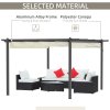 Outsunny 4 x 3(m) Aluminium Outdoor Pergola with Retractable Roof, Outdoor Gazebo Canopy Shelter with Grommet Holes for Garden, Patio, Lawn, Cream White