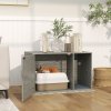 PawHut Cat Litter Box Enclosure with Rattan Door, Boho Style Hiddern Litter Box Furniture, Cat House End Side Table with Scratching Mat, Toy Ball, Non-slip Foot Pads, 80 x 50 x 50cm, Grey