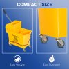 HOMCOM 20L Mop Bucket with Wringer and Handle, Mop Bucket on Wheels for Floor Cleaning, Separate Dirty and Clean Water