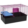 PawHut Guinea Pig Cage Chinchillas Rabbit Small Animal Cage with Ramp, Dish, Water Bottle, 71 x 46 x 47cm, Black