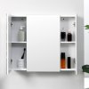 kleankin Bathroom Medicine Cabinet with Mirror, Wall Mounted Bathroom Mirror Cabinet with 3 Doors, Adjustable Shelves, White