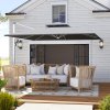 Outsunny 3(m) Garden Cantilever Parasol with Solar LED Lights, Overhanging Patio Umbrella with Cross Base, 360 Rotation, Crank Handle and Tilt, 8-Rib Outdoor Hanging Sun Shade, Grey