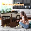 PawHut Dog Pen, Pet Playpen, Portable Foldable Dog Cat Playpen Soft Pet Cage with Storage Bag for Puppies, Rabbits, Kittens, Guinea Pigs, 94 x 74 x 60cm - Brown